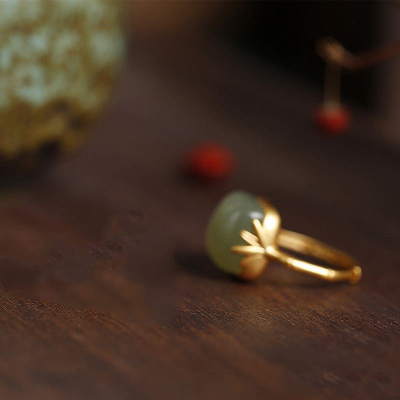 Fashion Personality Retro Hetian Jade Female Ring