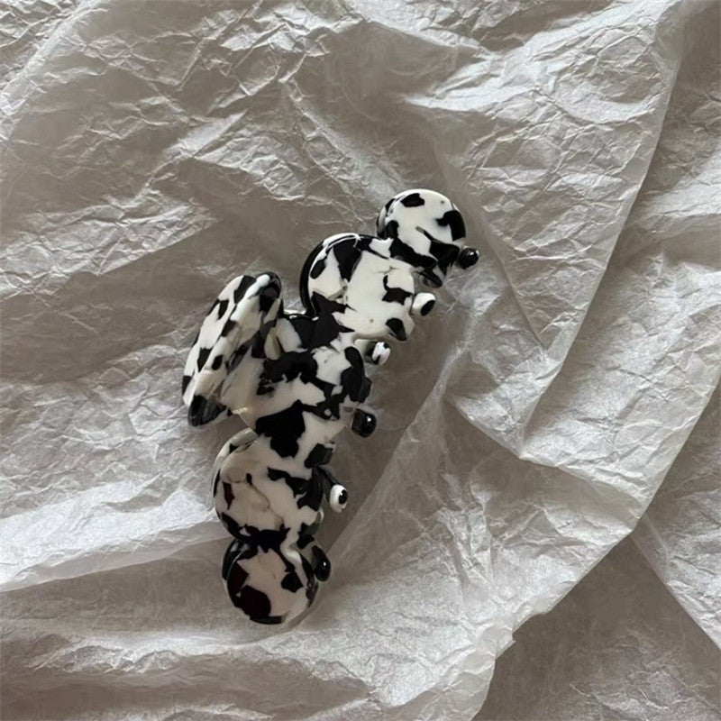 Chaifu Studio F63 INS Cold Wind Retro Temperament Cow Color Black And White Acetate Hairpin Clip