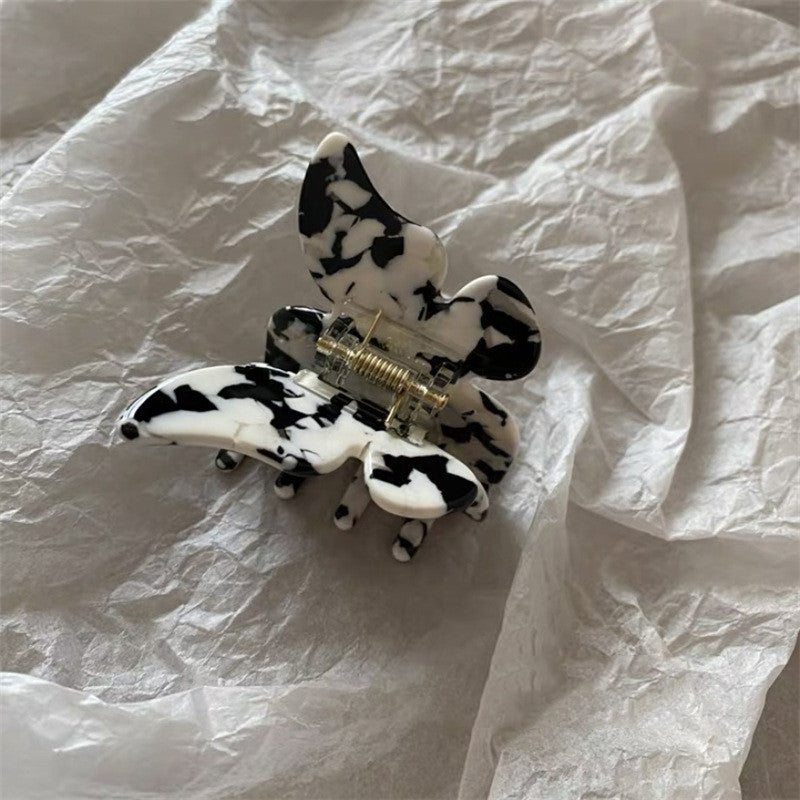 Chaifu Studio F63 INS Cold Wind Retro Temperament Cow Color Black And White Acetate Hairpin Clip