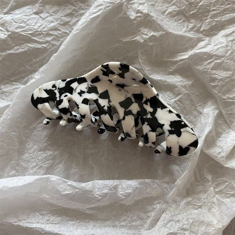 Chaifu Studio F63 INS Cold Wind Retro Temperament Cow Color Black And White Acetate Hairpin Clip