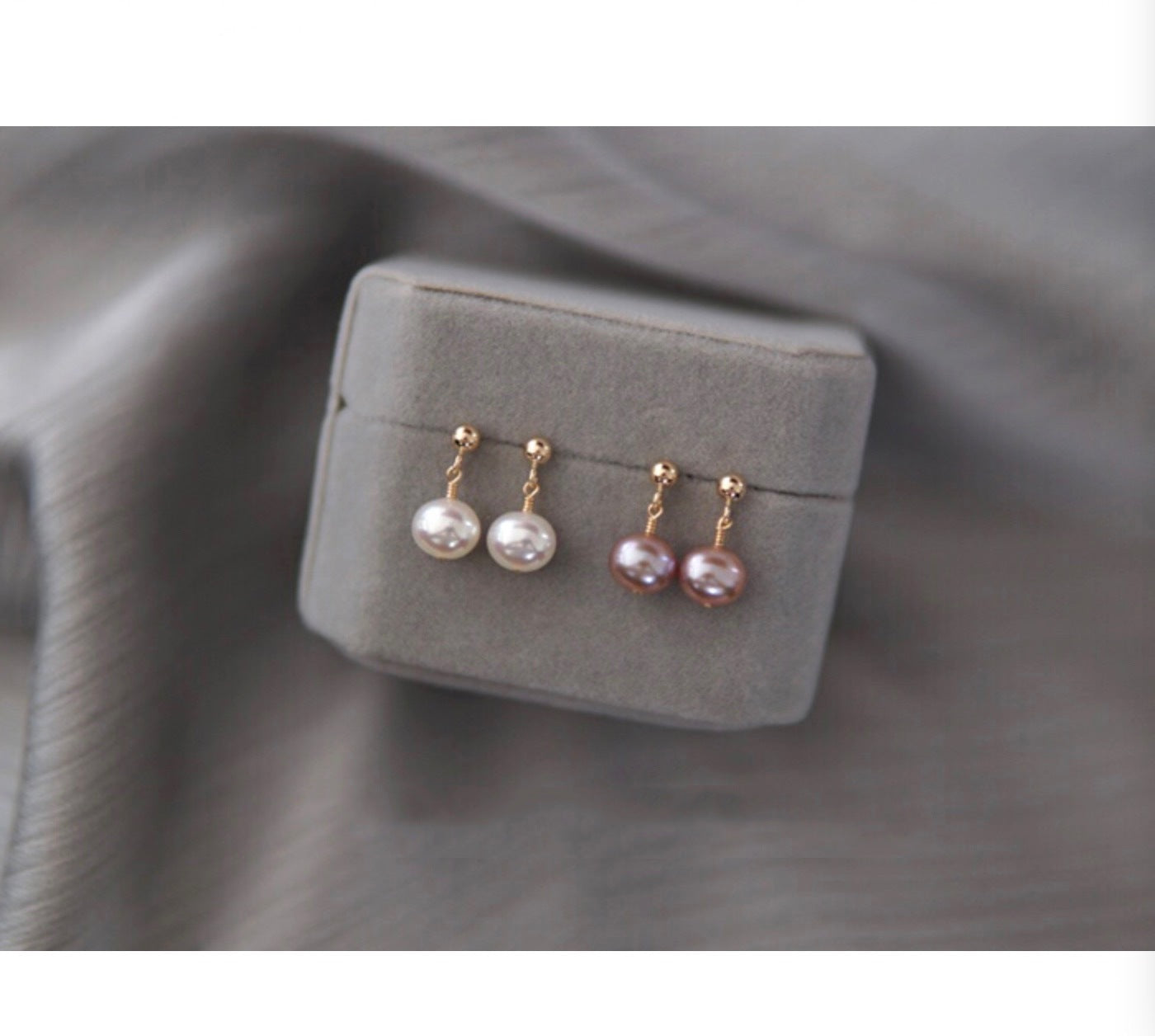 Freshwater Pearl Oval 6mm Ear Studs With Golden Peas Ear Clip