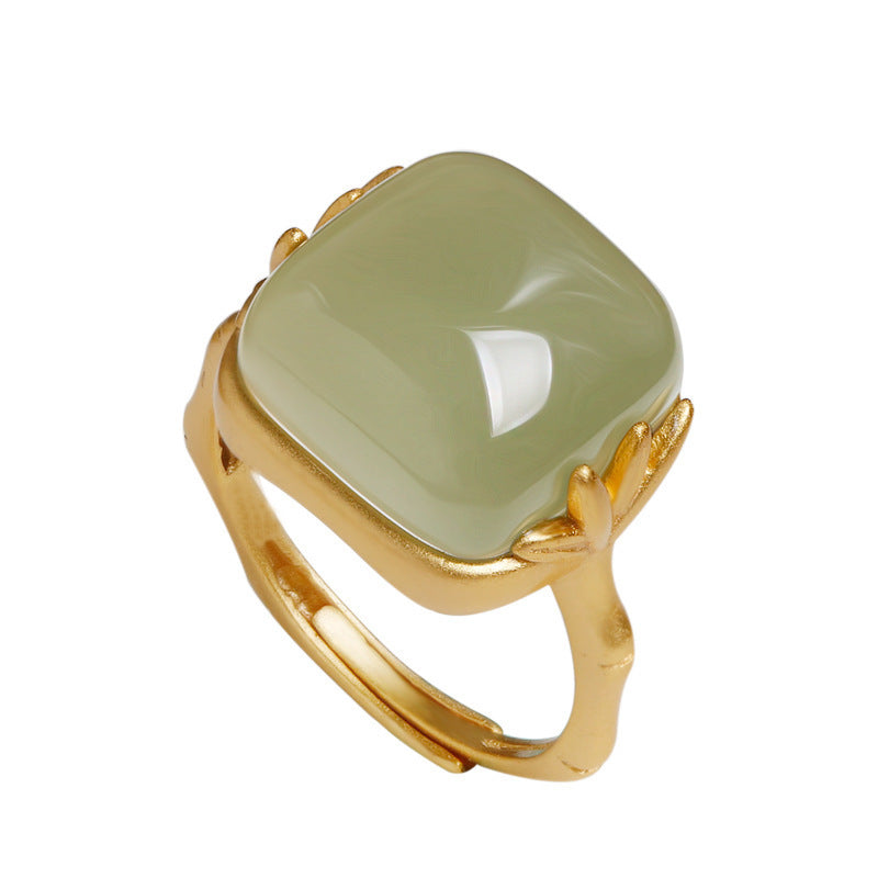 Fashion Personality Retro Hetian Jade Female Ring
