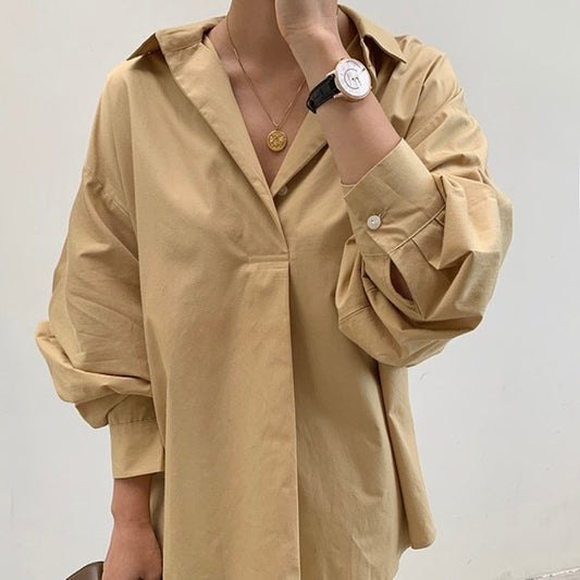 Early Autumn New Temperament Wild Button Loose Slimming Shirt