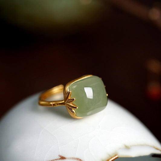 Fashion Personality Retro Hetian Jade Female Ring
