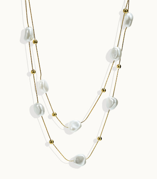 Lxalry 18K Gold Plated Pearl Studded Necklace  Stainless Steel Minimalist Jewelry For Women Lightweight Hypoallergenic Gift For Wife Mom Skin Safe Luxury For Daily  Evening Glam