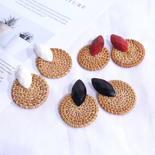 Women's Geometric Exaggerated Resin Rattan Earrings